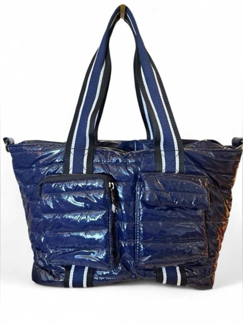 Think Royln Junior Jetset Wingman tote blue navy puffer tote
